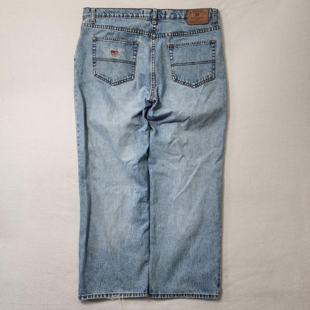 Vintage Y2k US Polo Ralph Lauren Assn Baggy Jeans Mens 38x30 Blue  Skater Grunge - Picture 4 of 13